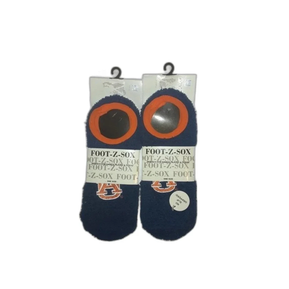 Auburn Tigers Foot Z Sox  Fleece Dance Yoga No Slip Socks NWT  Lot of 2 pair